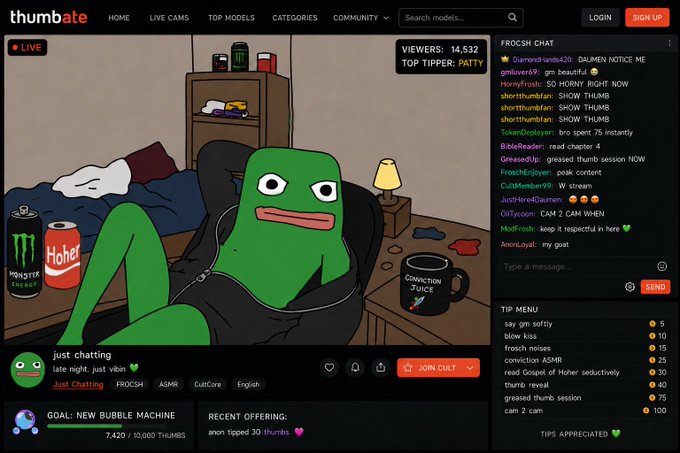 Daumenfrosch livestream scene